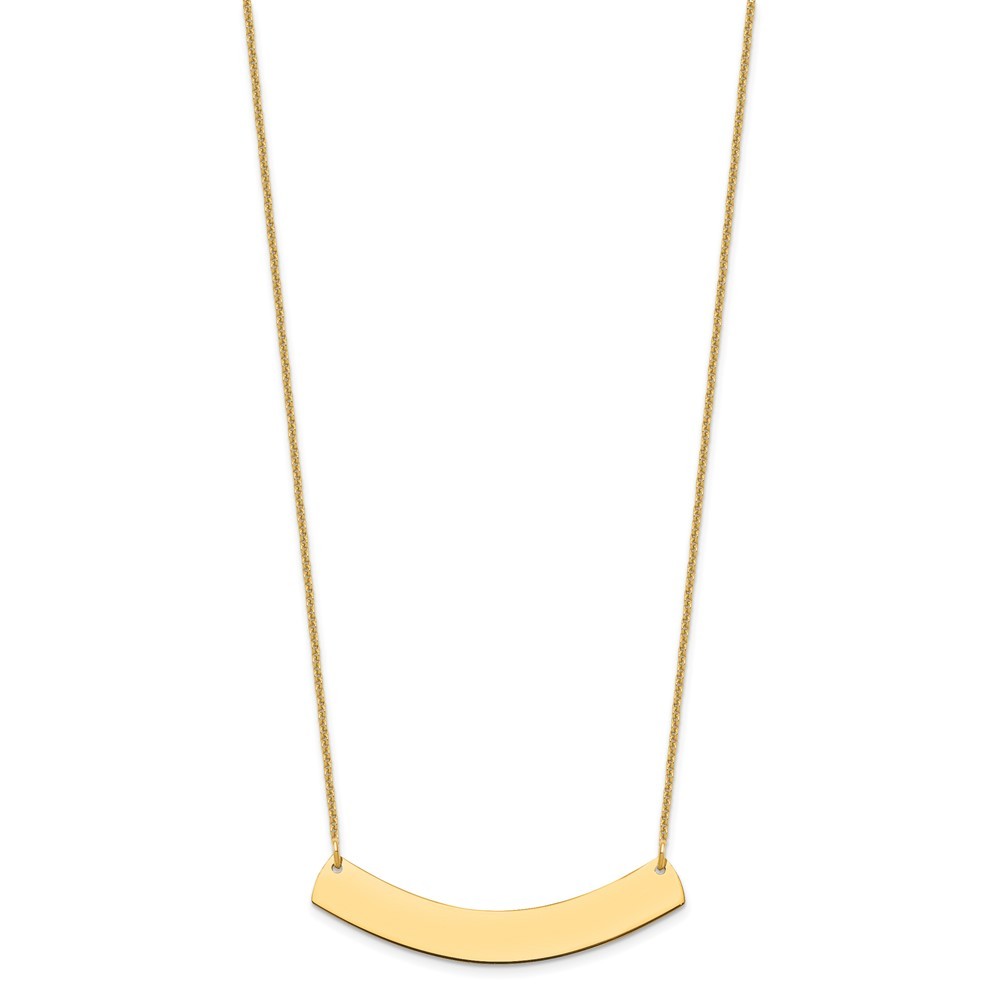 10k Yellow Gold Medium Curved Blank Bar Necklace