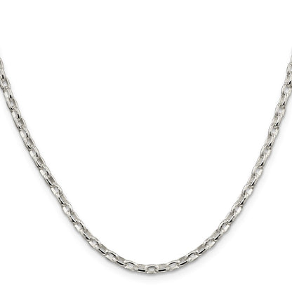 Sterling Silver 3.2mm Oval Fancy Rolo Chain Necklace
