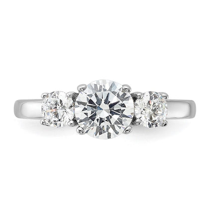 Sterling Silver Rhodium-plated 3 Stone Cubic Zirconia Ring Size 6