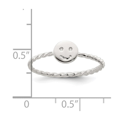 Sterling Silver Polished Smiley Face Twisted Ring Size 6