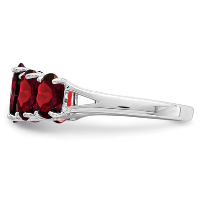 Sterling Silver Rhodium Garnet Ring Size 8
