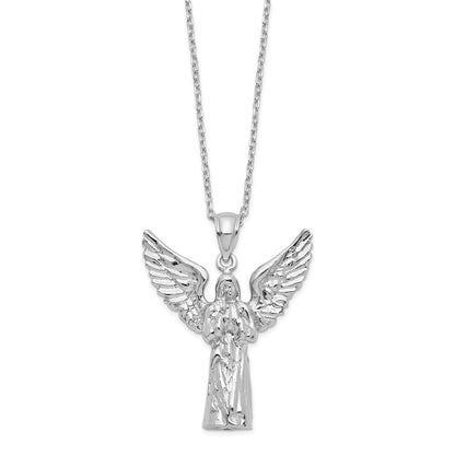 Sterling Silver Rhodium-plated Angel Ash Holder 18in Necklace