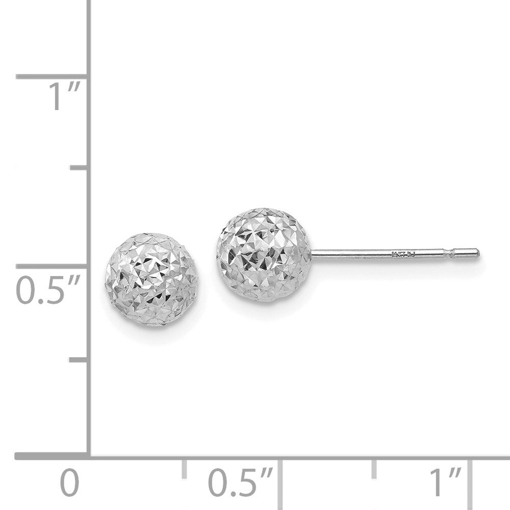 14K White Gold 6mm Ball Stud Earrings Gift for Women