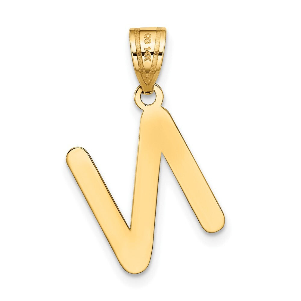 14k Yellow Gold Polished Bubble Letter N Initial Pendant for Women