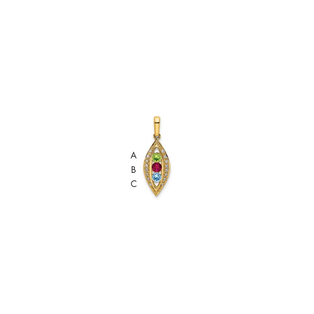 14k Yellow Gold Family Jewelry Diamond Semi-Set Pendant for Women