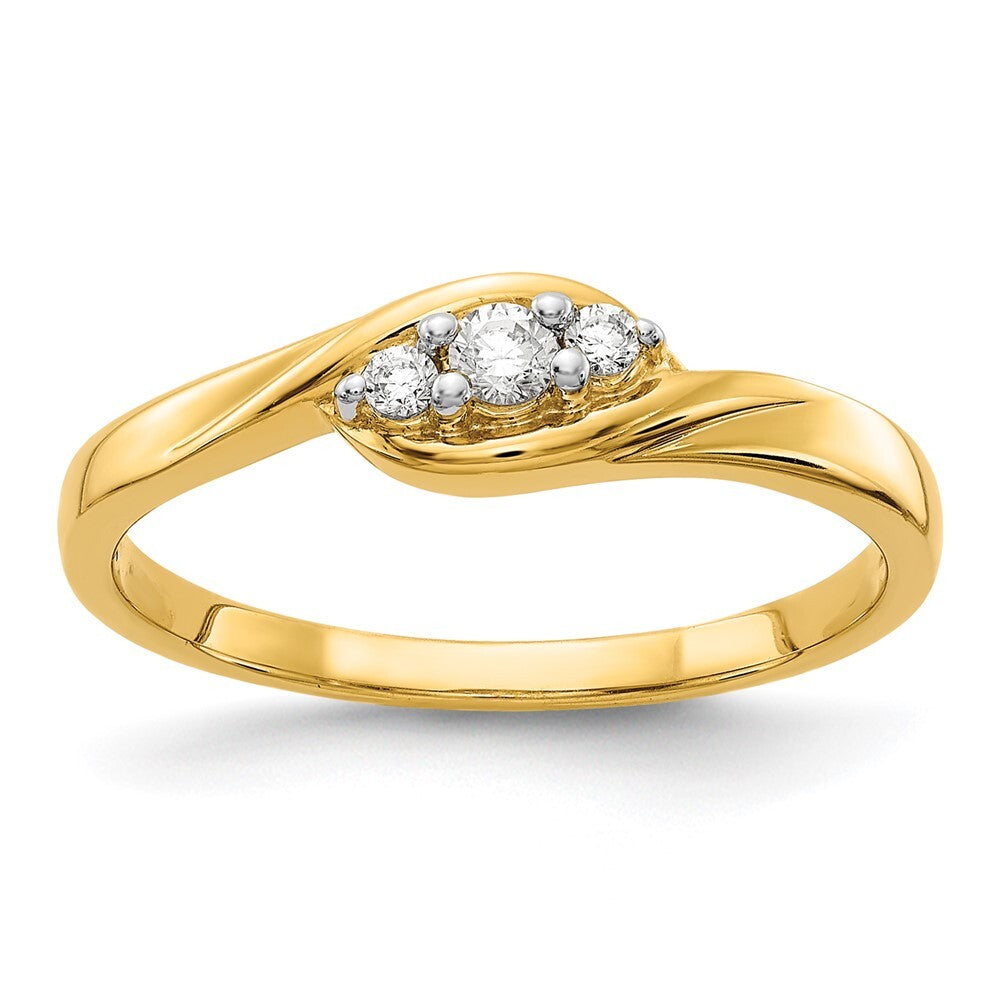 14K Yellow Gold Yellow Gold 3-stone Diamond Ring Size 7