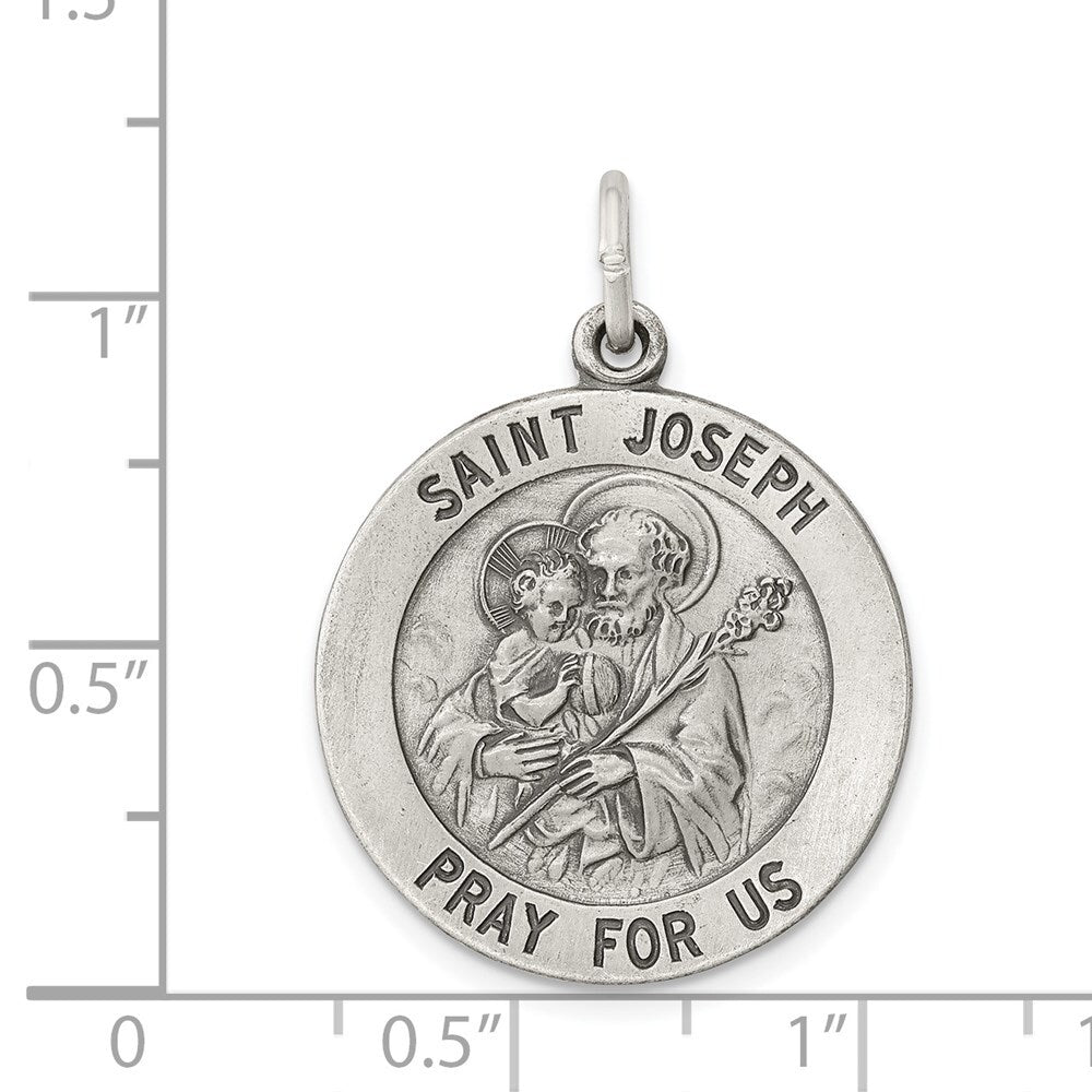 Sterling Silver Antiqued Saint Joseph Medal Pendant