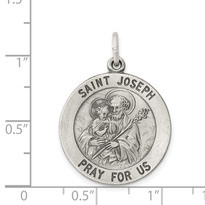 Sterling Silver Antiqued Saint Joseph Medal Pendant