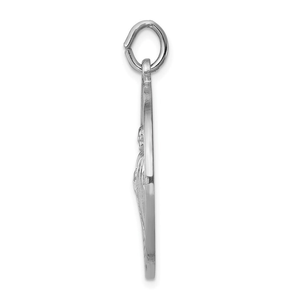 Sterling Silver Rhodium-plated Saint Jude Thaddeus Medal Pendant