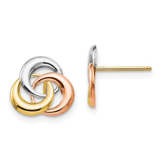 14k Tri-color Gold 3 Circle Earrings