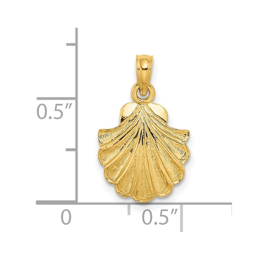 14k Yellow Gold Scallop Shell Charm Pendant