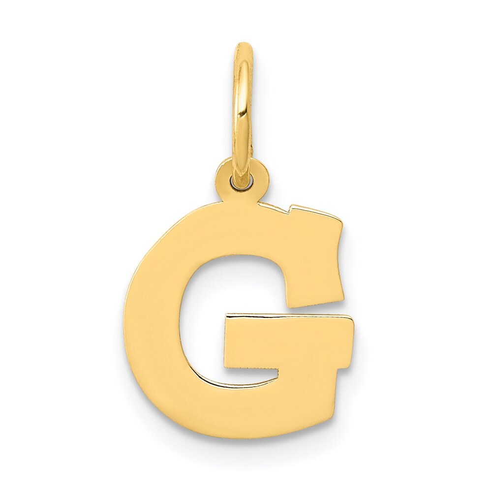 14k Yellow Gold Small Block Letter G Initial Charm Pendant for Women