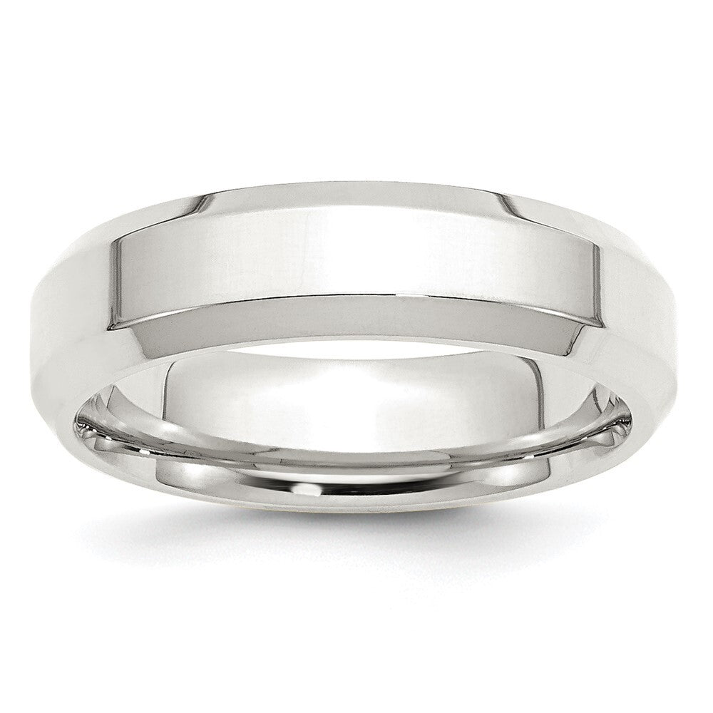 Sterling Silver 6mm Beveled Edge Size 6 Band Ring