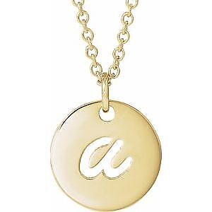 14k Yellow Gold Script Initial A Pendant Necklace 16-18"