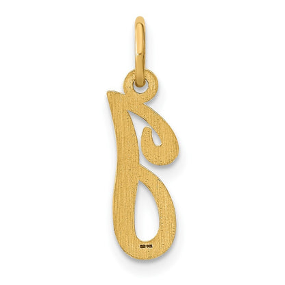 14k Yellow Gold Script Letter I Initial Charm Pendant for Women