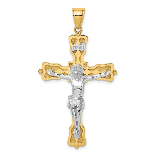 14k Two-Tone Gold INRI Crucfix Pendant