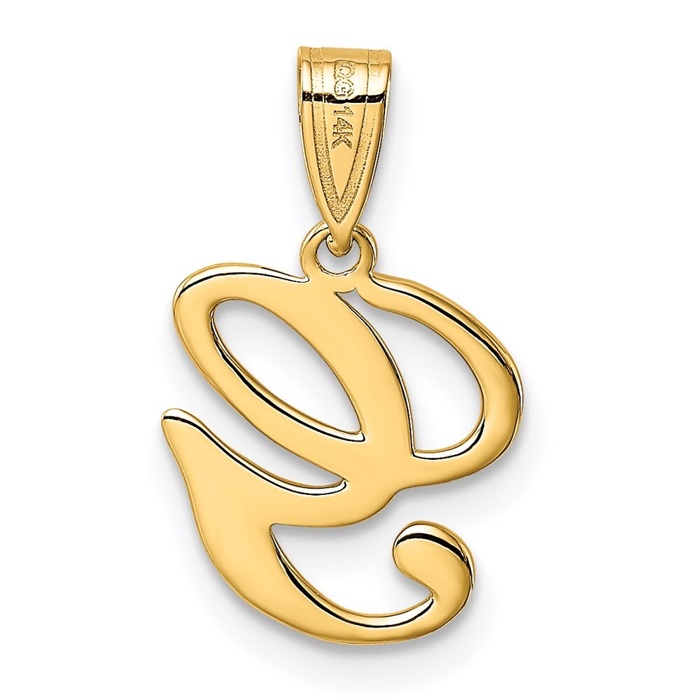 14k Yellow Gold Script Letter G Initial Pendant for Women