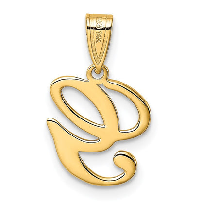 14k Yellow Gold Script Letter G Initial Pendant for Women