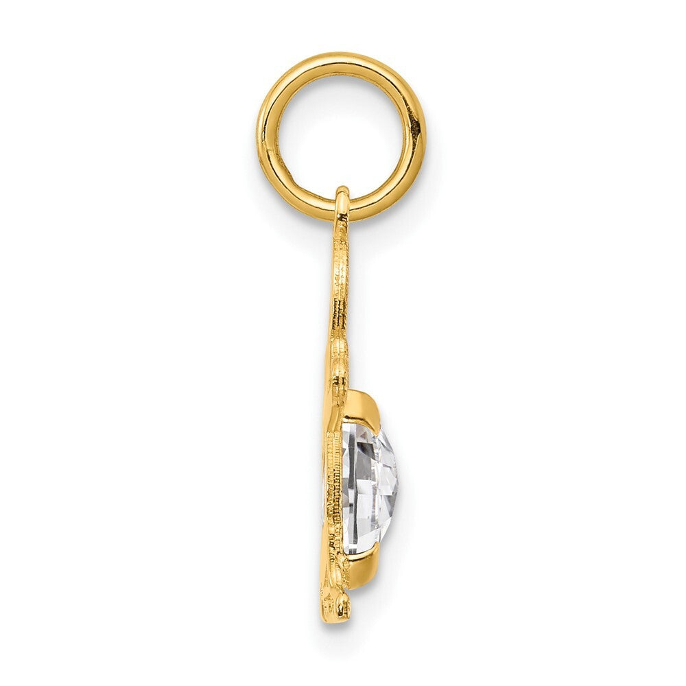 14k Yellow Gold Boy 6x4 Oval Genuine White Topaz-April Pendant for Women