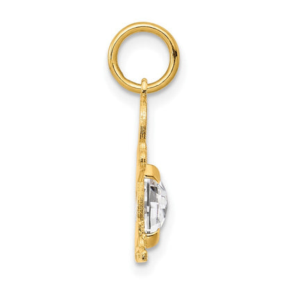 14k Yellow Gold Boy 6x4 Oval Genuine White Topaz-April Pendant for Women
