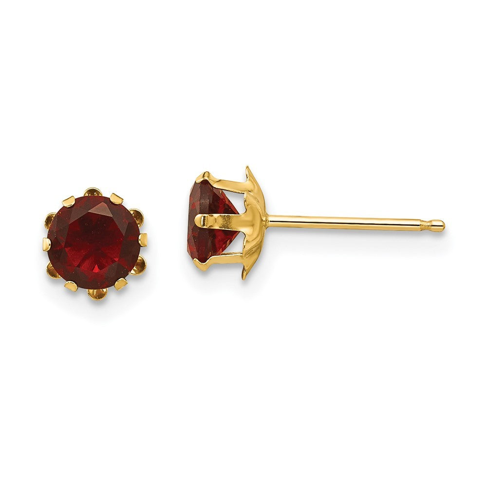 14k Yellow Gold 5mm CZ Birthstone (Jan) Earrings