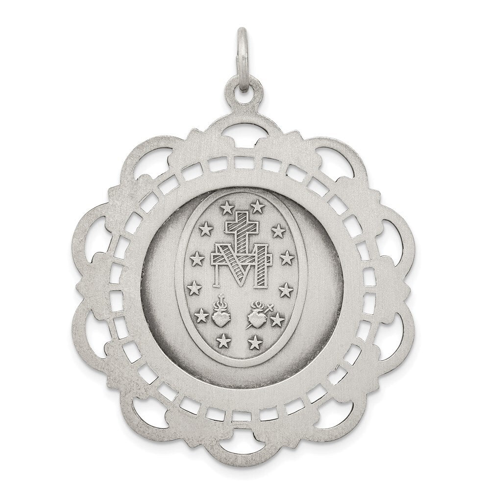 Sterling Silver Antiqued Miraculous Medal Pendant Holiday Gift for Women
