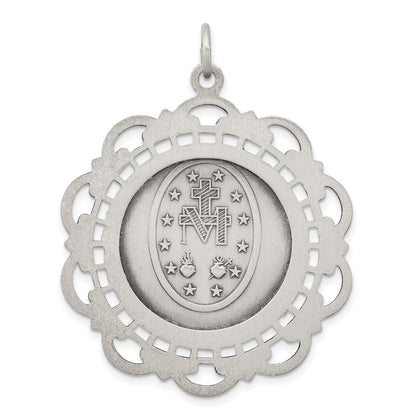 Sterling Silver Antiqued Miraculous Medal Pendant Holiday Gift for Women