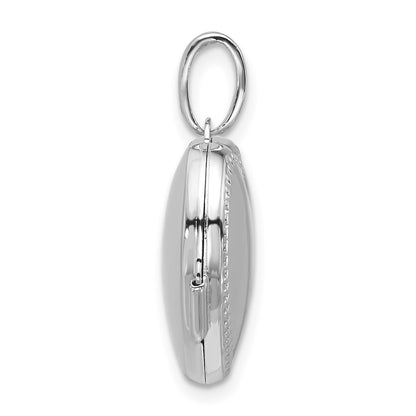 Sterling Silver Rhodium-plated Polished with Beaded Border 18mm Heart Locket