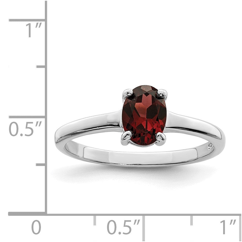 Sterling Silver Rhodium Garnet Ring Size 8