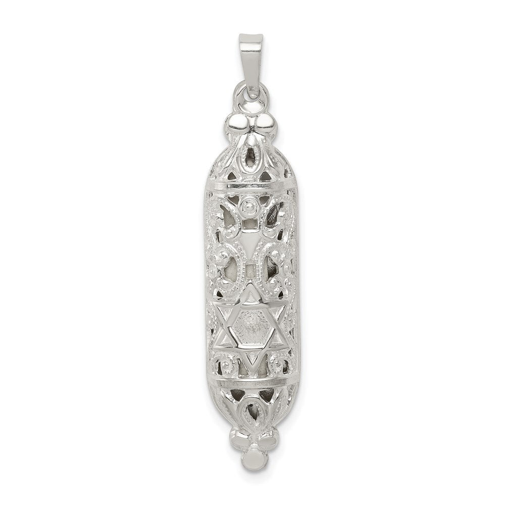 Sterling Silver Fancy Mezuzah Pendant Holiday Gift for Women