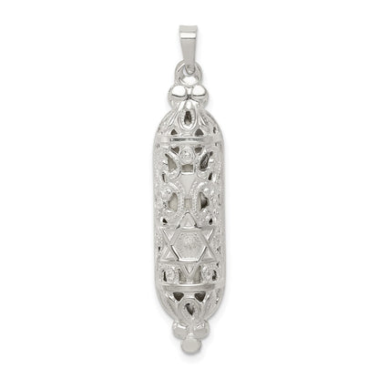 Sterling Silver Fancy Mezuzah Pendant Holiday Gift for Women