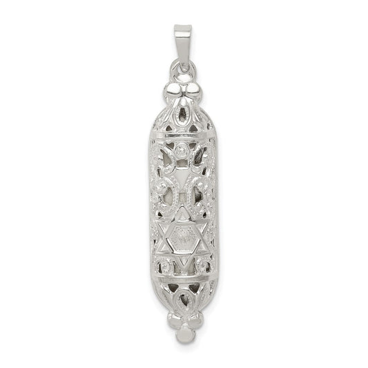 Sterling Silver Fancy Mezuzah Pendant Holiday Gift for Women