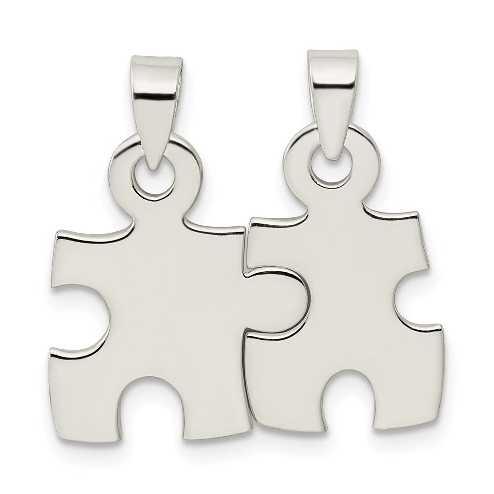 Sterling Silver Polished Puzzle Pieces Pendant Holiday Gift for Women