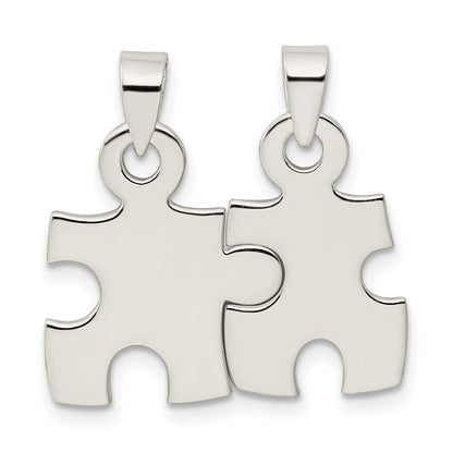 Sterling Silver Polished Puzzle Pieces Pendant Holiday Gift for Women