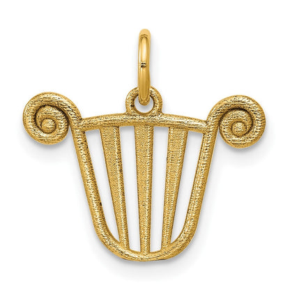 14k Yellow Gold Polished Lyre Pendant