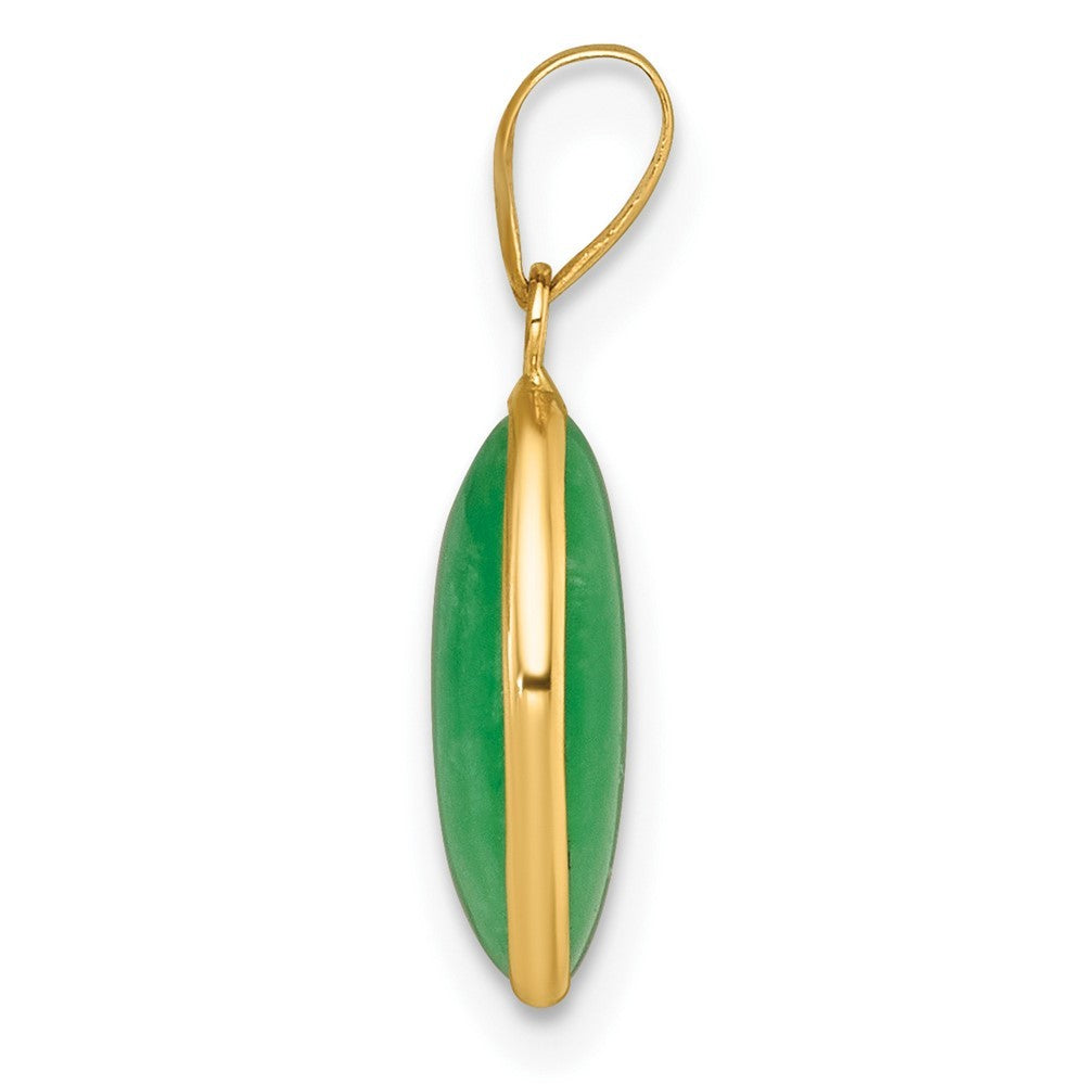 14k Yellow Gold Polished Jade Oval Cabochon Pendant