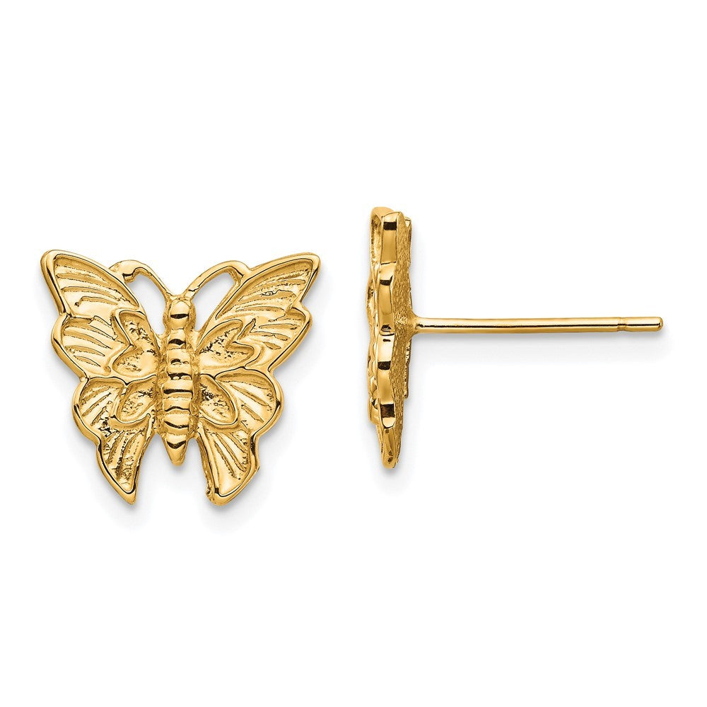 14k Yellow Gold Polished Butterfly Earrings
