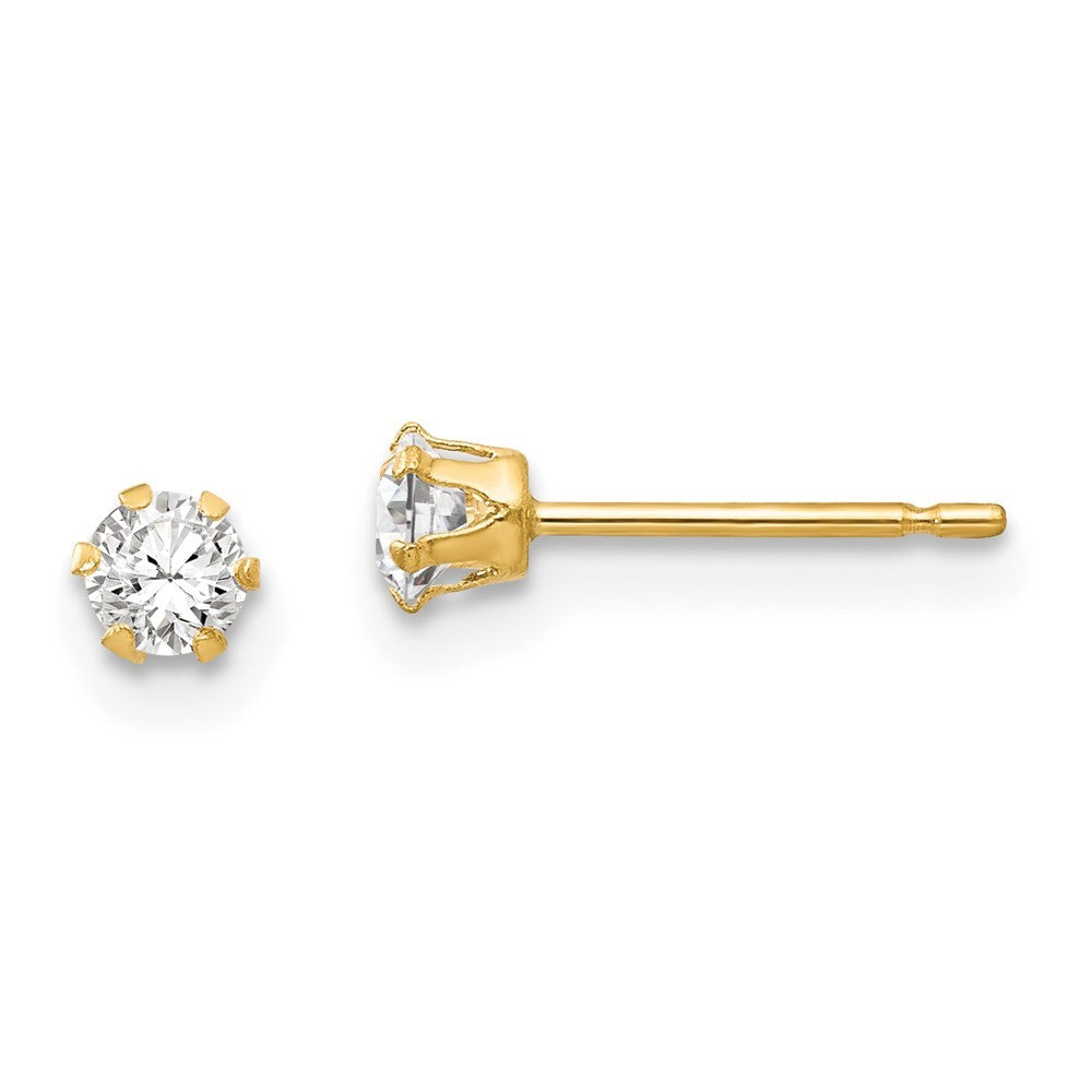 14k Yellow Gold CZ Stud Earrings