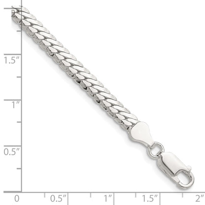 Sterling Silver Polished 5.1mm Double Oval Flat Chain Bracelet
