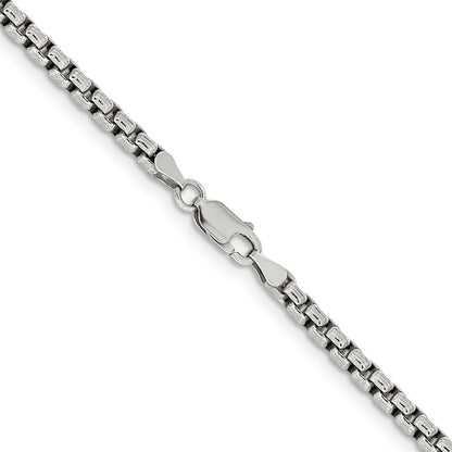 Sterling Silver Antiqued 3.6mm Round Box Chain Necklace