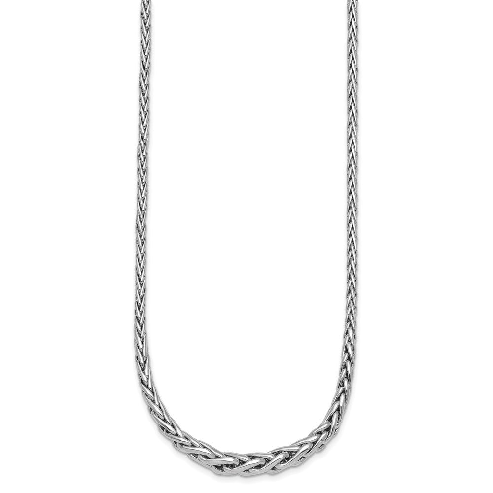Sterling Silver Rhodium-plated Fancy Graduated Braided Link Necklace 16+2"