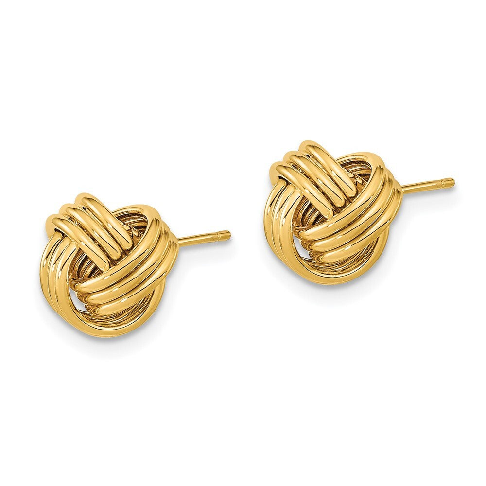 14k Yellow Gold Polished Triple Love Knot Stud Earrings Gift for Women