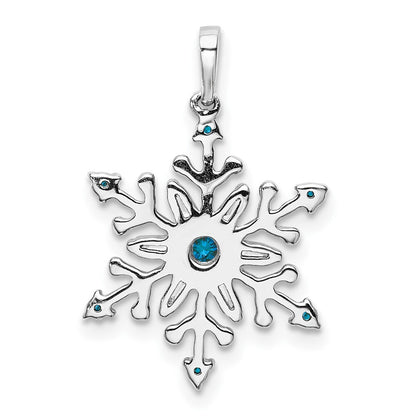 14k White Gold 1/6ct. Blue and White Diamond Snowflake Pendant for Women