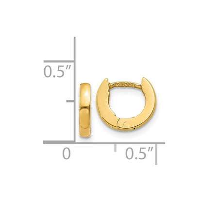 14k Yellow Gold Polished Round Hinged Hoop Earrings Gift for Women