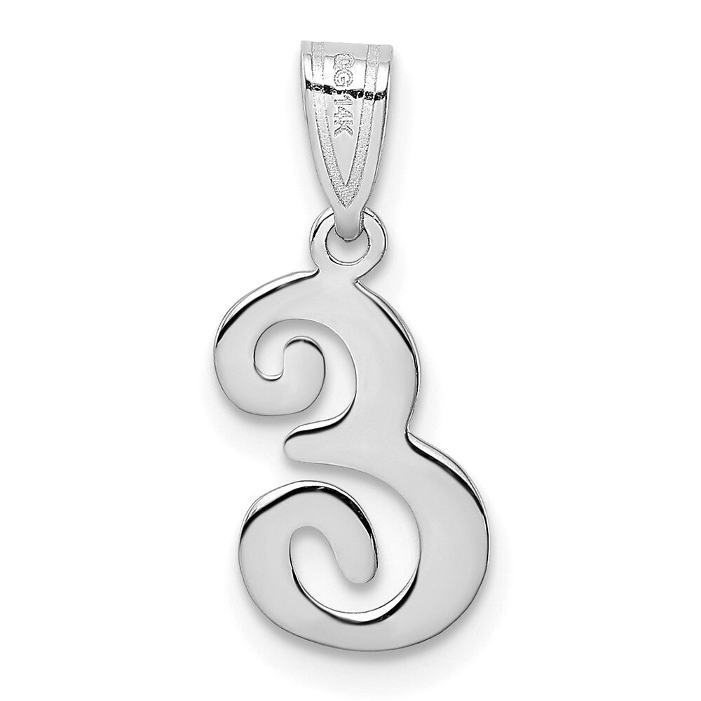 14k White Gold Script Letter E Initial Pendant for Women