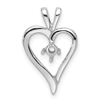14k White Gold Heart Pendant Mounting for Women
