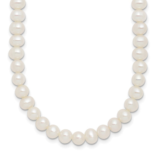 Sterling Silver 6mm Semi-Round Cultured Pearl Choker Necklace 14" w/ 2" Ext