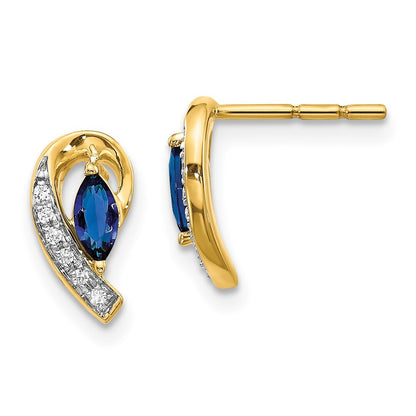 14k Yellow Gold Diamond and Sapphire Drop & Dangle Earrings