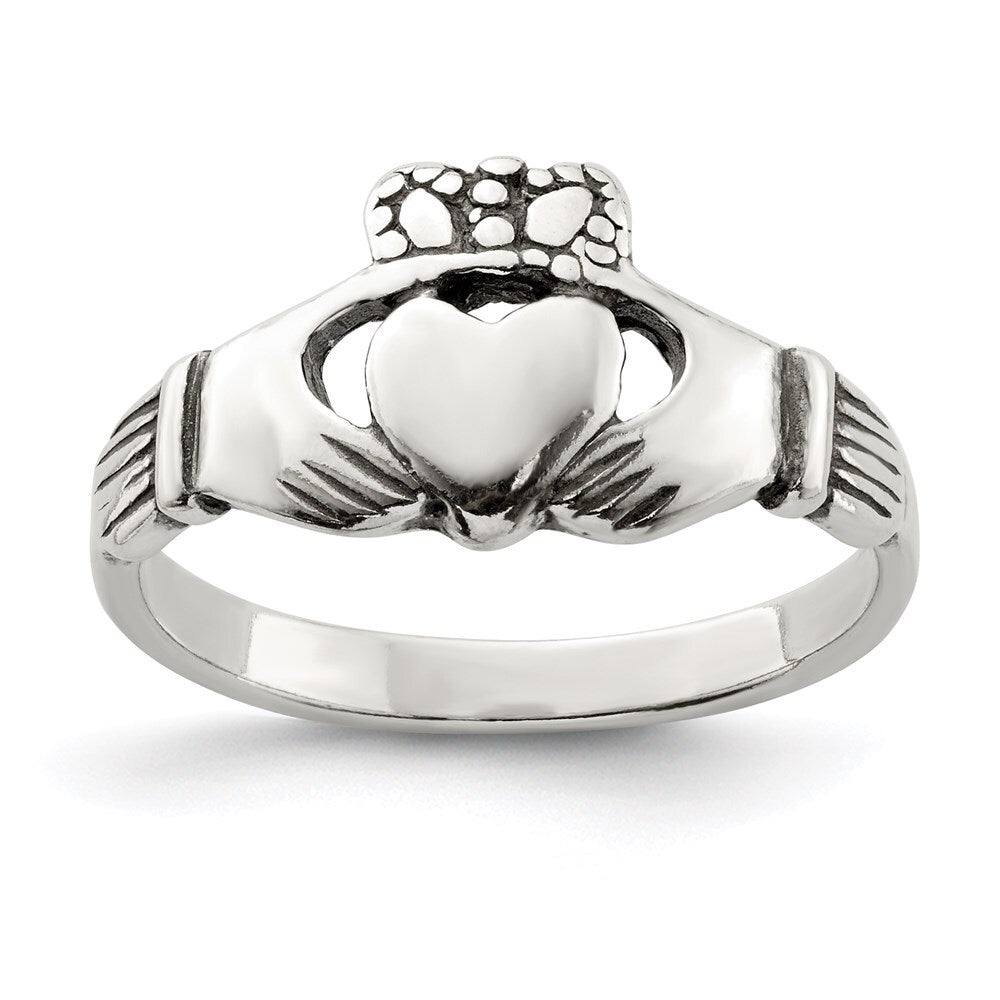 Sterling Silver Antiqued Claddagh Ring Size 8