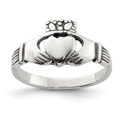 Sterling Silver Antiqued Claddagh Ring Size 8